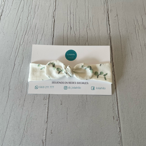 turbante newborn en punto estampado verde