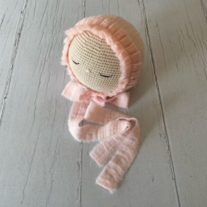 capota rosa newborn en tejido deble gasa