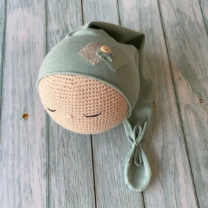 atrezzo fotografía newborn. gorro dormilón en punto verde