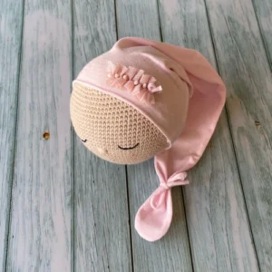 atrezzo fotografía newborn. gorro dormilón en punto rosa bebe